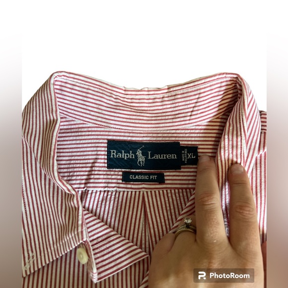 Ralph Lauren Prepster Classic Fit Seersucker Shirt, Men’s XL, red and white. - Picture 2 of 4